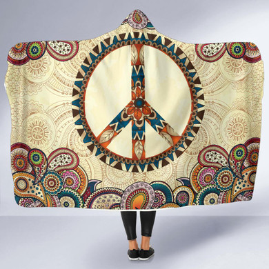 Peace and Mandala Hoodie Blanket