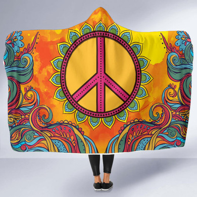 Hippie Peace Hoodie Blanket