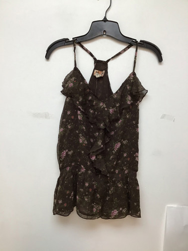 Mudd brown spaghetti strap floral print top size large