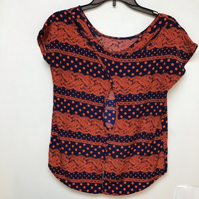 Blue Rain navy blue with coral print size small