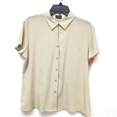 Laura Scott beige short sleeve blouse size 14