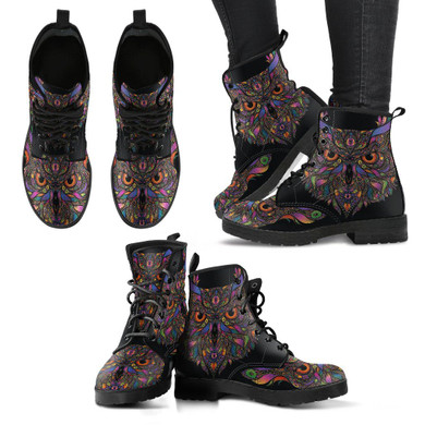Colorful Owl Handcrafted Boots