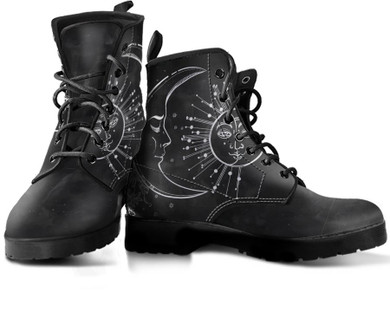 Charcoal Sun Moon Handcrafted Boots