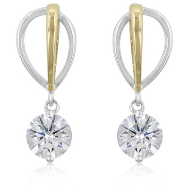 Two-tone Finish Cubic Zirconia Drop Earrings