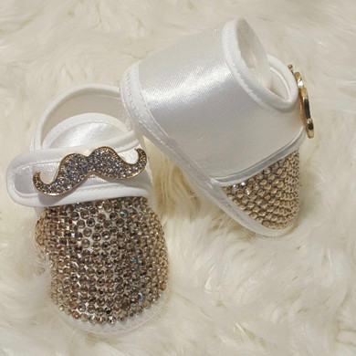 Crystals Mustache Baby Boy Shoes and Bow Tie