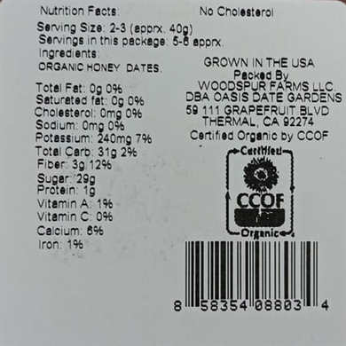 Oasis Date Gardens || Organic Dates || Honey Dates || LOCAL PICKUP Springfield Virginia || Halal || Gluten-Free || 1lb || 16oz