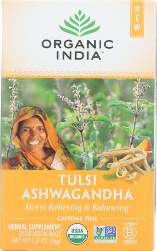 Organic India Tulsi Ashwagandha Tea, 18 Bg