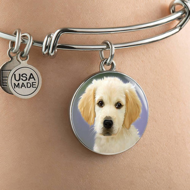 GOLDEN RETRIEVER LUXURY BANGLE WITH CIRCLE CHARM
