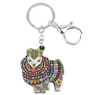 POMERANIAN DOG ENAMEL KEYCHAIN