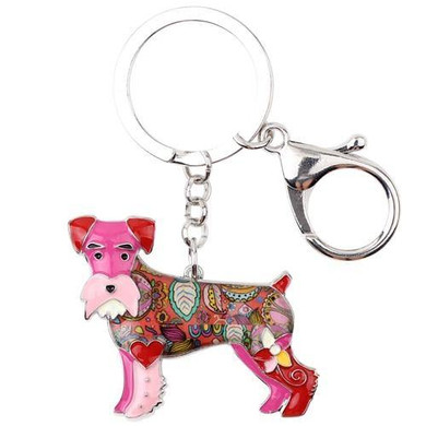 SCHNAUZER ENAMEL DOG KEYCHAIN