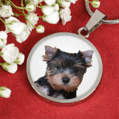 YORKIE LUXURY NECKLACE WITH CIRCLE CHARM
