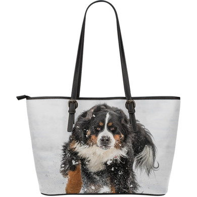 BERNESE MOUNTAIN DOG LEATHER TOTE BAG