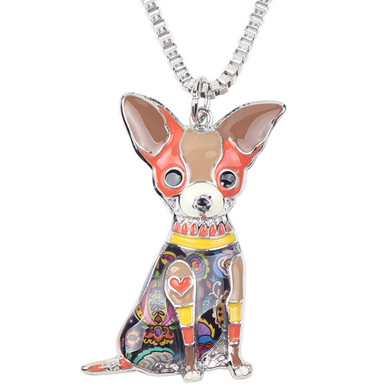 CHIHUAHUA ENAMEL DOG NECKLACE