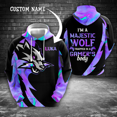 Wolf Gaming I'm a majestic wolf trapped in a gamer's body Hoodie 3D custom TXX