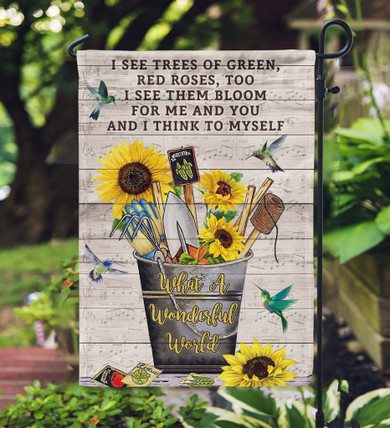 Music Wonderful World Gardening Hummingbird Garden Flag