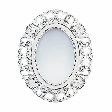 OFF-WHITE DISTRESSED SCALLOP WALL MIRROR
