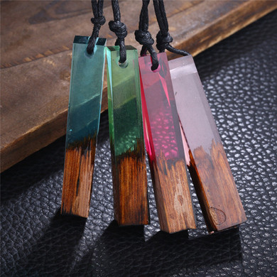 Resin Wood Pendant Necklace