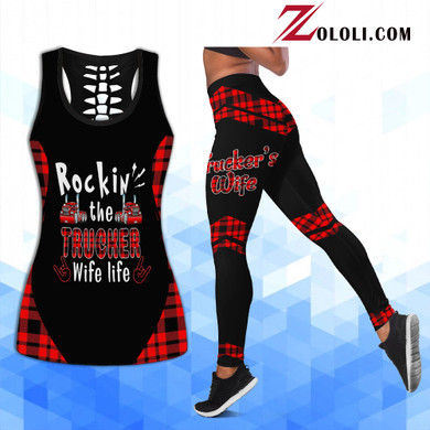 Rockin' the Trucker Wife life Black Tank top & leggings TTM