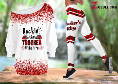 Rockin' the Trucker Wife life White off shoulder leggings TTM