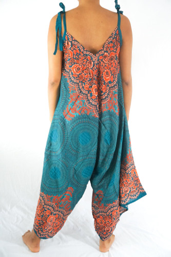 Teal Orange Mandala Boho Hippie Jumpsuit Rompers