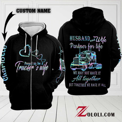 ON SALE Proud to be a Trucker's Wife Custom Hoodie 3D TTM