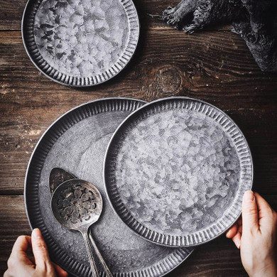Hammered Iron Craft Serving Tray & Plate