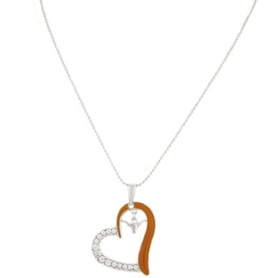 Texas Longhorns - Rhinestone Crystal Heart Necklace