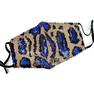 Blue Leopard Sequin Mask