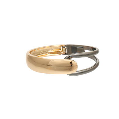 Hematite and Gold Bangle