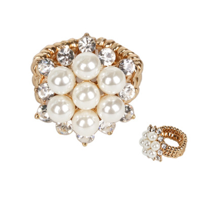 Gold Cluster Pearl Ring
