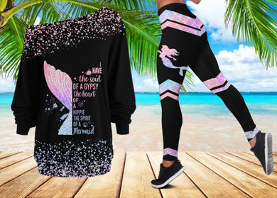I have the soul of a gypsy the heart of a hippie and the spirit of a mermaid Off Shoulder Shirt & Leggings Set