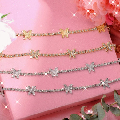 Iced Out Butterfly Choker Necklaces