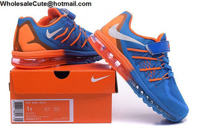 Kids Nike Air Max 2015 Blue Orange Velcro