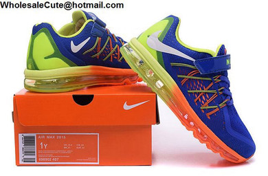 Velcro Kids Nike Air Max 2015 Blue Volt Orange
