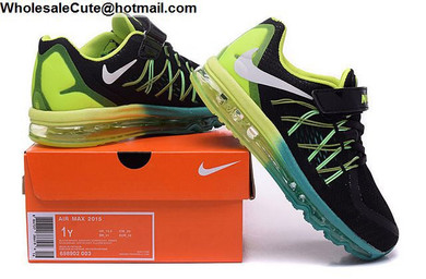 Velcro Kids Nike Air Max 2015 Black Volt Green