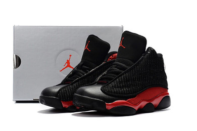 Kids Air Jordan 13 Bred Black Red
