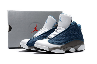 Kids Air Jordan 13 Flint Grey French Blue