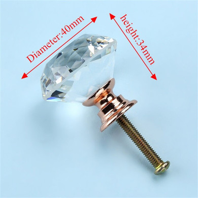 NAIERDI Gold Base Diamond Shape Design Crystal Glass Knobs Cupboard Pulls Drawer Knobs Kitchen Cabinet Handles Furniture Handle