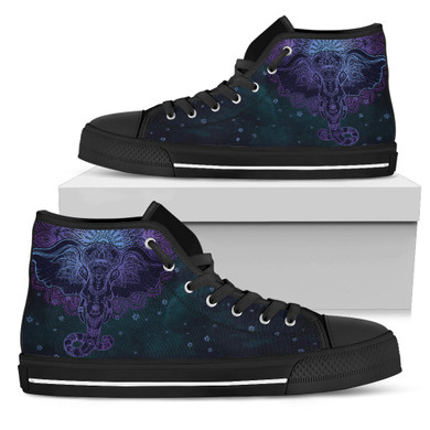 Womens Purple Mandala Elephant High Top