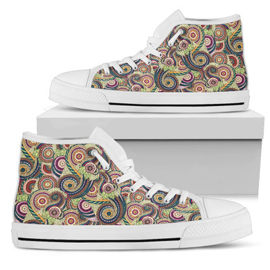 Womens Fractal Mandala Spiral High Top.