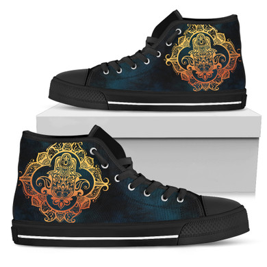 Womens Gold Fractal Mandala High Top