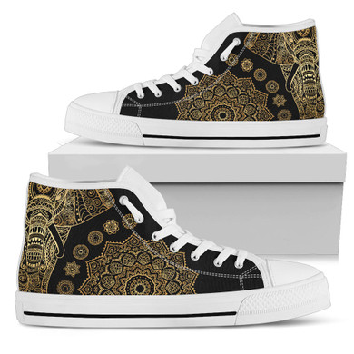 Womens Gold Elephant Mandala High Top.