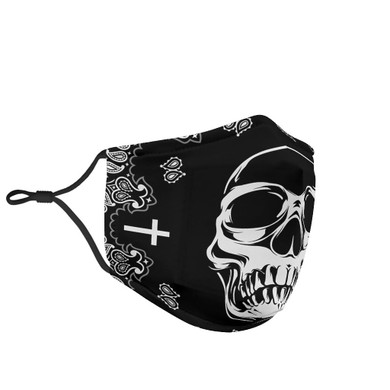Bandana Style Black & Skull Design Protection Face Mask