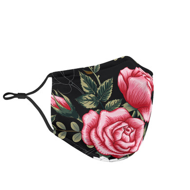 Black & Pink Roses Protection Face Mask