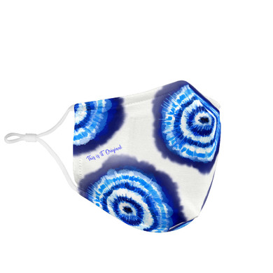 Blue Tie Dye Spiral Batik Style Protection Face Mask