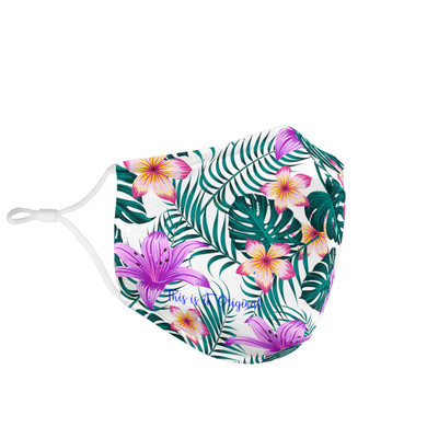 Tropical Violet Flowers & Leafs Design Protection Face Mask
