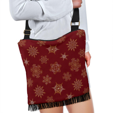Christmas Red Good Vibes Only Crossbody Boho Handbag