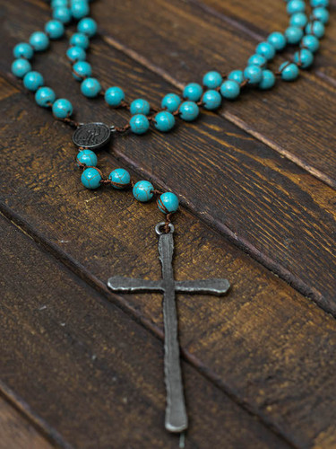 Southern Cross Stone Necklace - Turquoise with Antique Bronze