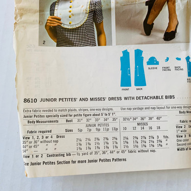 (Size 10 Miss) Simplicity Vintage Pattern #8610 (1969)