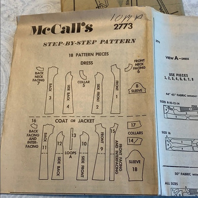 McCall's Retro Pattern #2773 Sz. 10MP (Circa 1970)